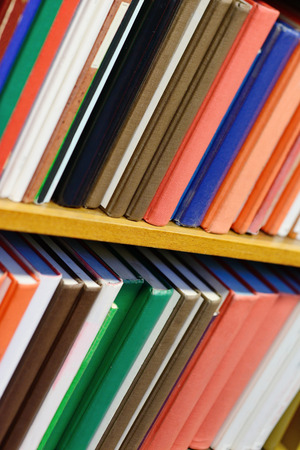 Books in shelfの写真素材