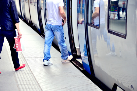 People entering train