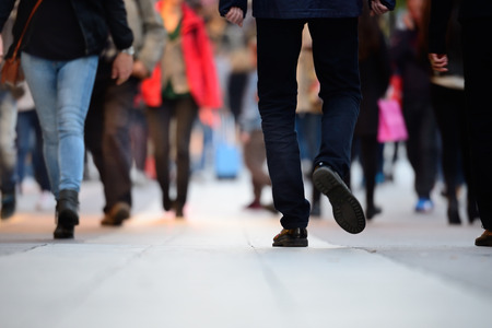 Close up of man shoes walking