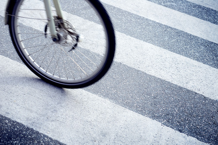 Bike on zebra crossingの写真素材