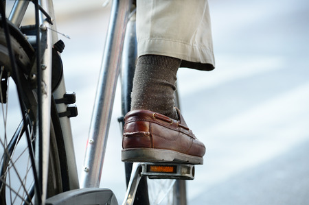Man ready to start bicyclingの写真素材