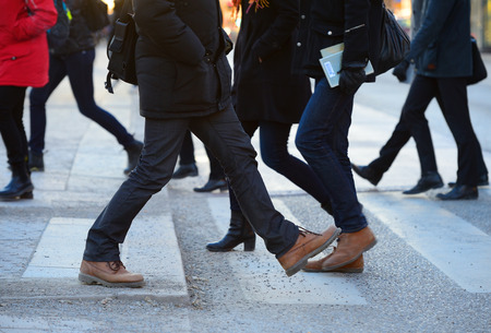 Pedestrians on zebra crossingの写真素材