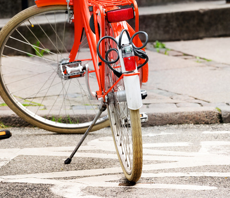 Bicycle parked on bike symbolの写真素材