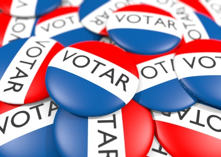 bunch of voter button in Spanishの写真素材