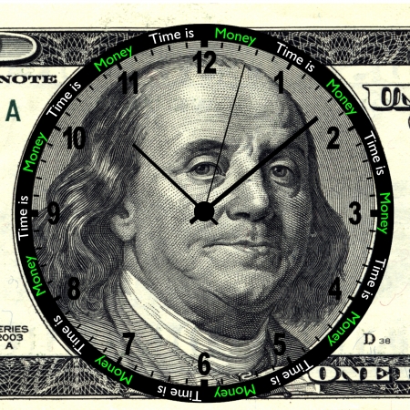 Render of Time is Money 100 Dollar Clockの写真素材