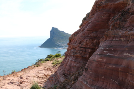 Cliff along the Chapman's Peak path towards Hout Bayの写真素材