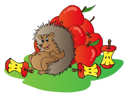 Hedgehog with apples  のイラスト素材