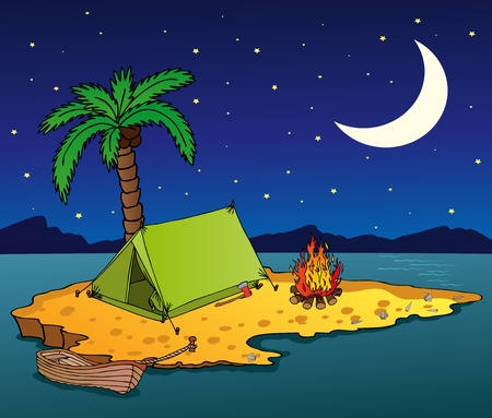 Night island on the seaのイラスト素材