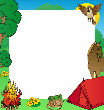 Summer camping frame - vector illustration のイラスト素材