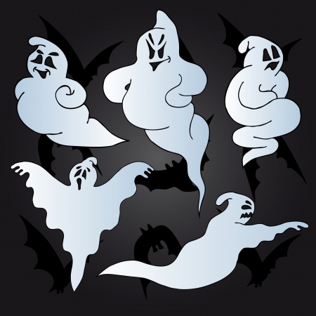 Halloween ghosts collection - vector illustration.のイラスト素材