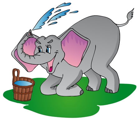 Elephant make shower - vector illustration.のイラスト素材