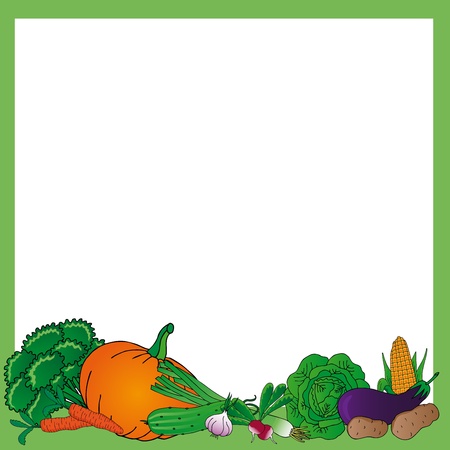 Various vegetables frame - vector illustration.のイラスト素材