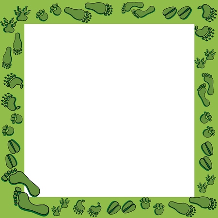 Footprints in green frame - vector illustration.のイラスト素材