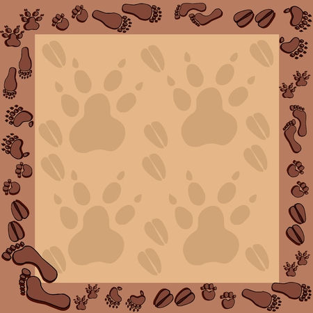 Footprints in brown frame 2 - vector illustration.のイラスト素材