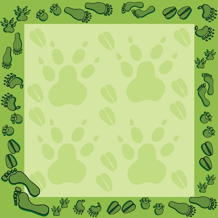 Footprints in green frame 2 - vector illustration.のイラスト素材