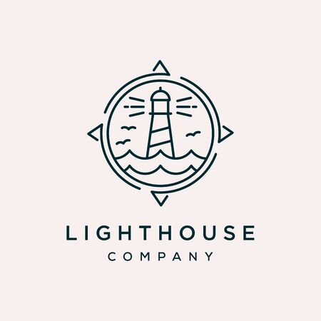 lighthouse compass outline vector icon logo designのイラスト素材