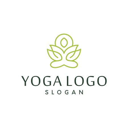 yoga position lotus logo vector line outline icon logo designのイラスト素材