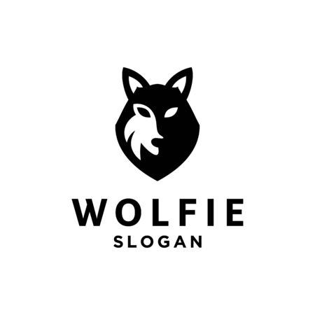 wolf head shadow vector logo designのイラスト素材