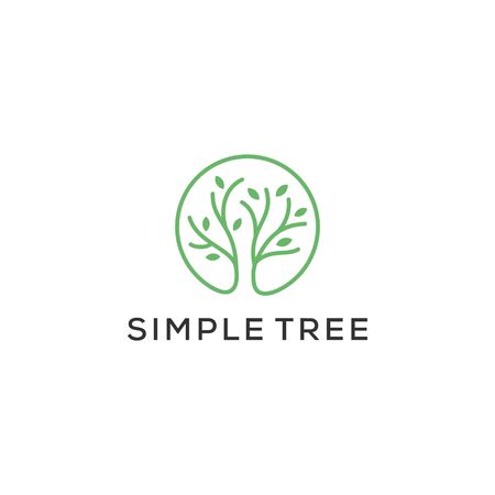 simple tree leaf outline vector logo designのイラスト素材