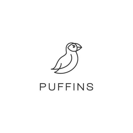 puffin bird outline vector logo designのイラスト素材