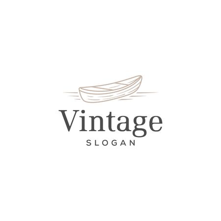 wood boat vintage vector logo designのイラスト素材