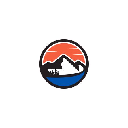 mountain outdoor badge vector logo designのイラスト素材
