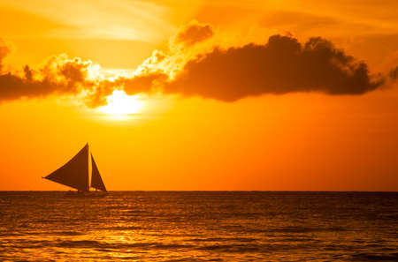 Beautiful sunset at Boracay, Philippinesの写真素材
