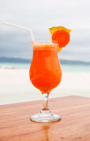 Freshly squeezed pineapple and carrot juiceの写真素材