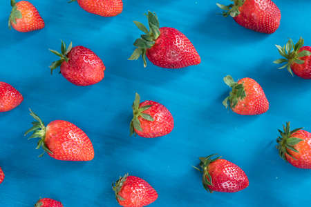 pattern with strawberry , blue background.の写真素材