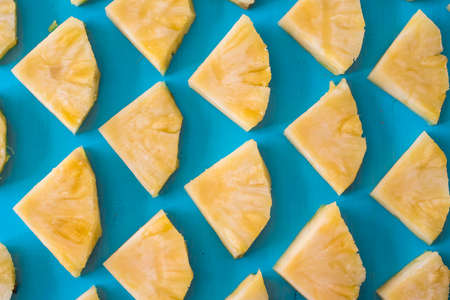 Close up slice pineapple pattern background texture.の写真素材