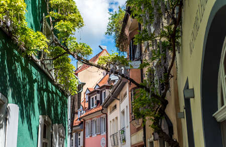 FREIBURG IM BREISGAU, GERMANY - May 17, 2017: old town street in Freiburg, a city in the south-western part of Germany in the Baden-Wurttemberg state.のeditorial素材