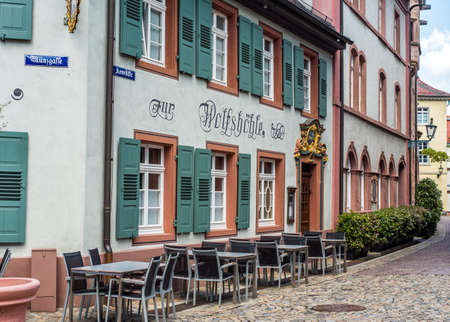 FREIBURG IM BREISGAU, GERMANY - May 17, 2017: old town street in Freiburg, a city in the south-western part of Germany in the Baden-Wurttemberg state.のeditorial素材