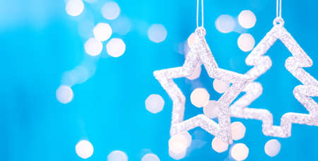 Christmas decorations, heart, Christmas tree, star, Lights on glitter background.の写真素材