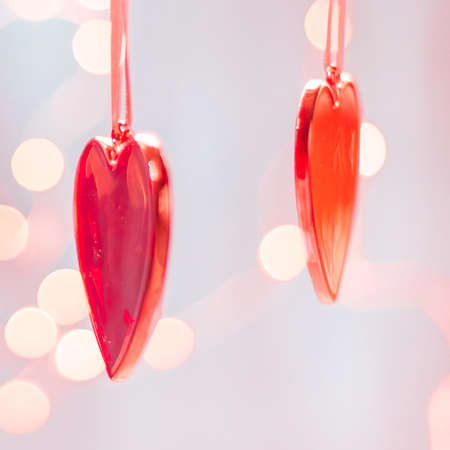 Two red hearts as background. valentines day concept,. Valentines day greeting cardの写真素材