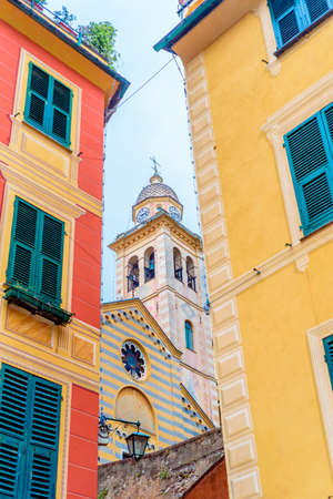 Portofino Italy bell tower of the churchの写真素材