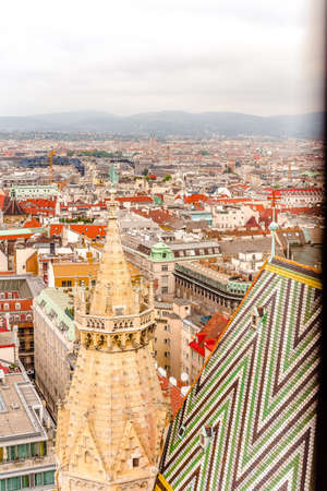 Vienna city panorama view from St. Stephan's cathedral Austriaの写真素材