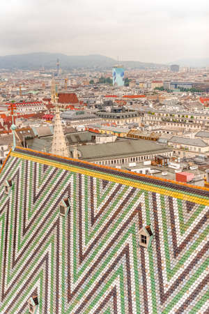 Vienna city panorama view from St. Stephan's cathedral Austriaの写真素材