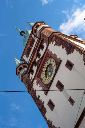Freiburg The historic city gate Martinstor tower, Freiburg, Germany.の写真素材