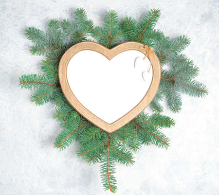 Christmas frame made of fir branches