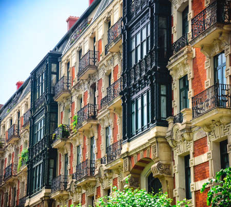 Bilbao old town views on sunny day, Spainの写真素材