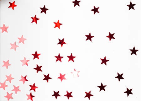 Group of red star decoration isolated on white