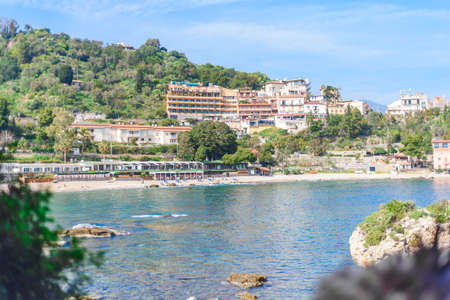 View of Isola Bella in Taormina, Sicily, Italy