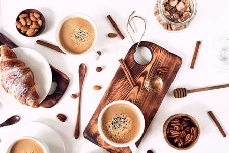 Croissants honey good morning conceptの写真素材