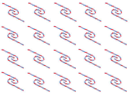 Candy canes on a white surface, top view, place for text