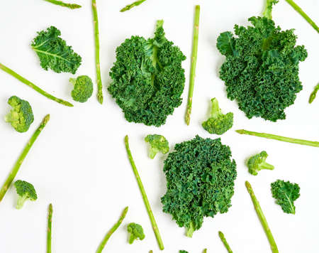 Creative layout made of kale. Flat lay. Healthy food concept.の写真素材
