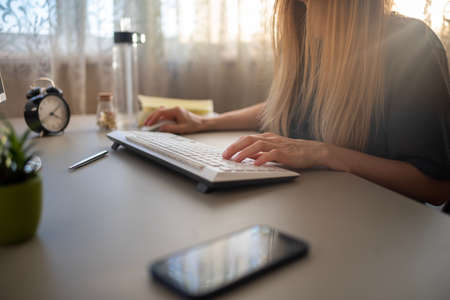 girl studying or working at a computer