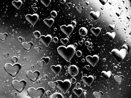 Metal Floating Bubble Heartsの写真素材