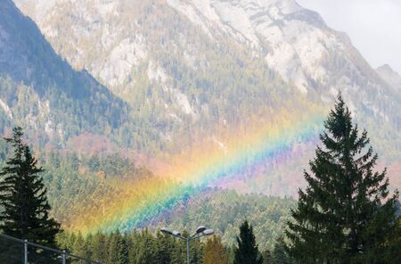Rainbow in the mountainsの写真素材