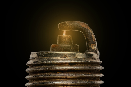 Extreme magnification - Spark plug firingの写真素材