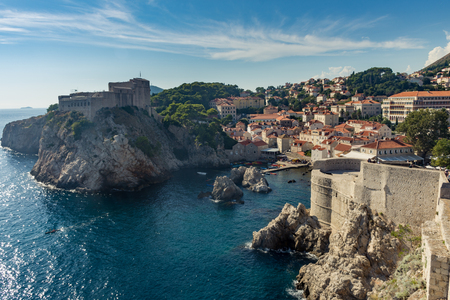 Historic Old Town and Fortress of Dubrovnik, Croatia on the Adriatic Seaの写真素材